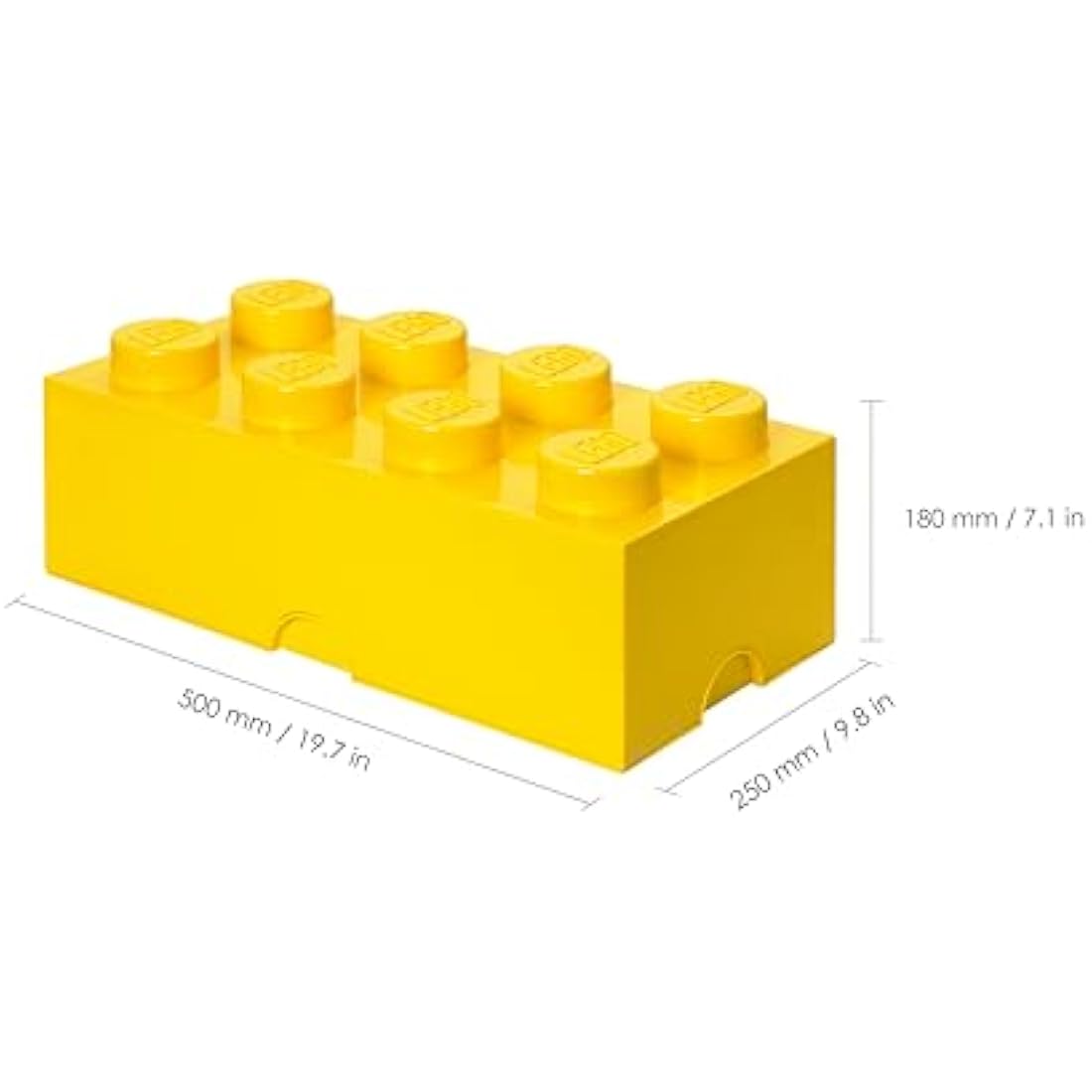 LEGO Storage Brick 8 Knobs YELLOW - Stackable Plastic Storage Box with Lid for Kids and Adults, Ideal Desk Organizer and Toy Box - 12.1L Capacity