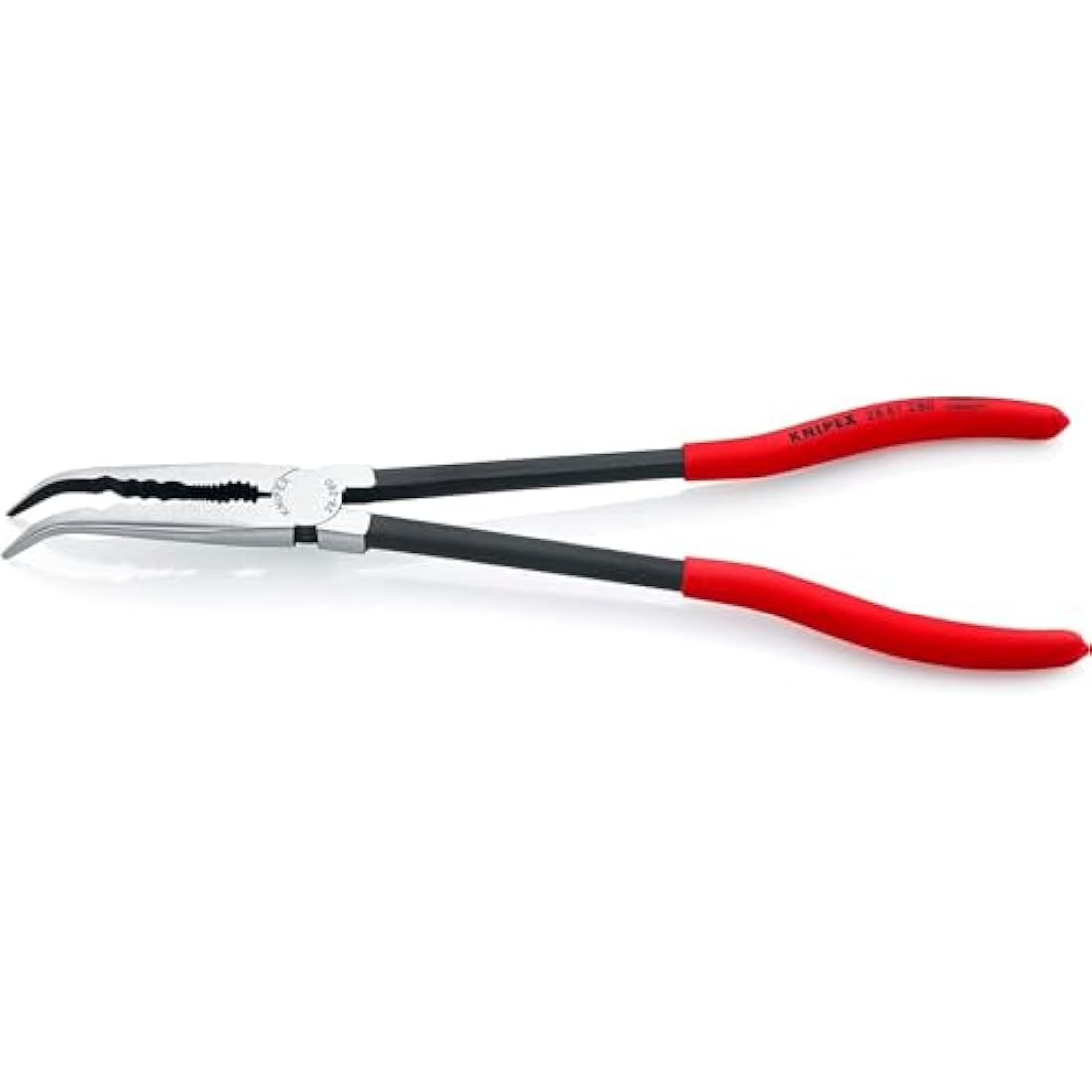 Knipex Long Reach Needle Nose Pliers with transverse profiles black atramentized, plastic coated 280 mm 28 81 280