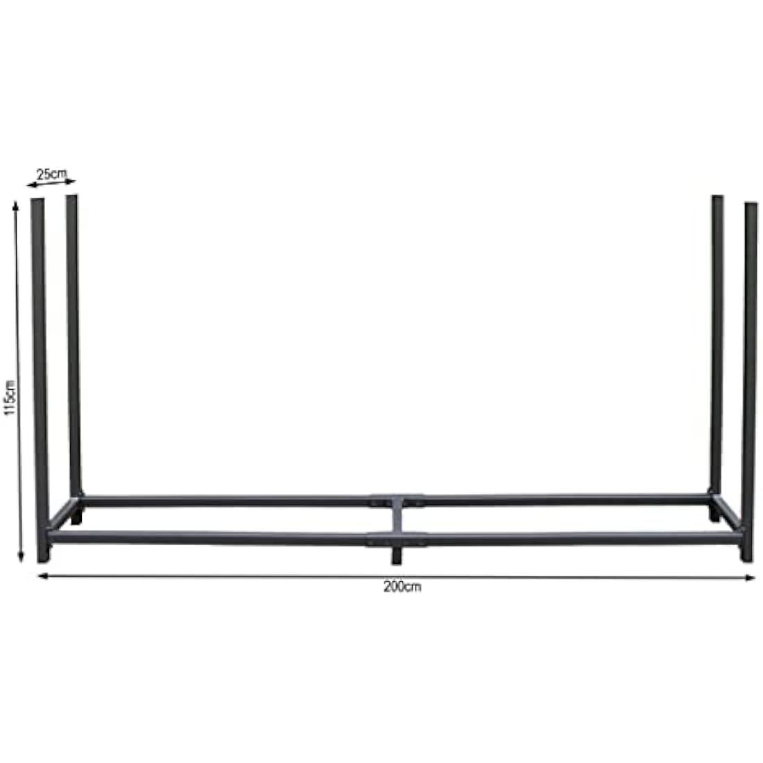 QUICK STAR Metal Firewood Rack Anthracite 200 x 25 x 115 cm Garden Firewood Shelter 0,8 m³ / 1 SRM Stacking Aid Outdoor with Weather Protection Gray