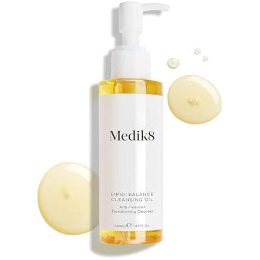 Medik8 Lipid-Balance Cleansing Oil - Makeup Dissolving Transforming Cleanser - Removes Impurities, Sunscreen & Waterproof Makeup - Nourishes & Balances Skin - All Skin Types - 140ml