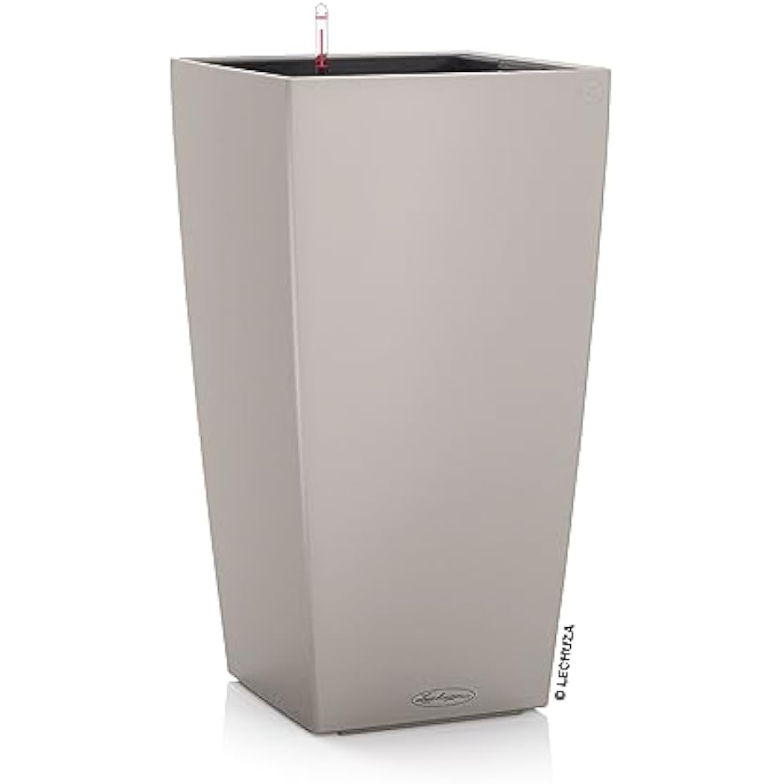 Lechuza CUBICO Color 40 Self Watering Planter Large Garden Plastic Indoor and Outdoor Flower Plant Pot with Drainage Hole H75 L40 W40 cm Sand Brown