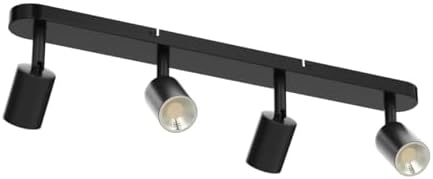 Wowatt 4 Way Spotlight Ceiling Light Rotatable, GU10 Industrial Ceiling Light Fitting Black Spot Light Bar Indoor Adjustable Light Ceiling Spot Lamp for Kitchen Bedroom Hallway, GU10 Bulb Not Included