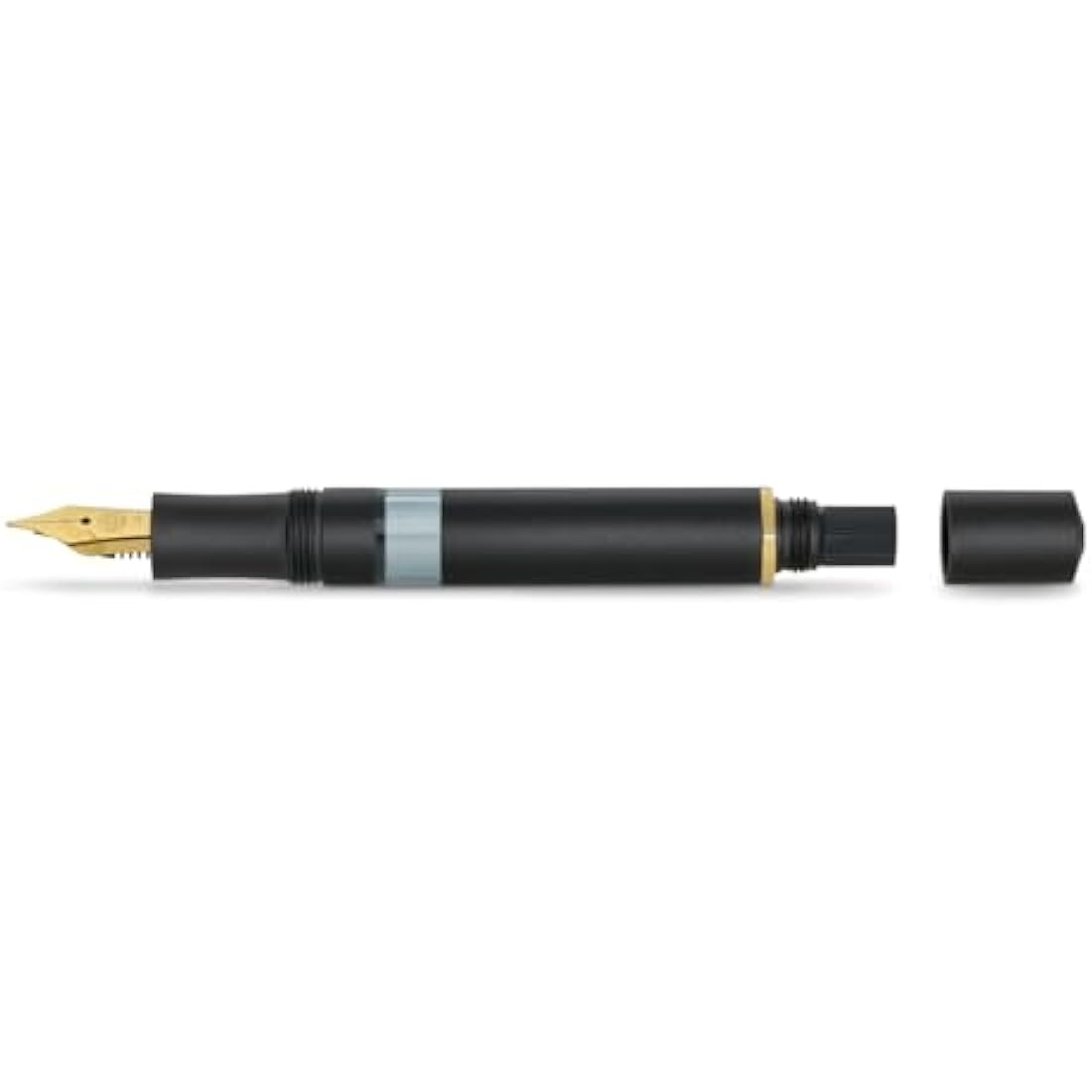 Kaweco PISTON SPORT AL Black/Gold Starter Set I Classic Fountain Pen with Steel Nib in Nostalgic Box including Ink Bottle in Royal Blue 13 cm I Nib: M (Medium)