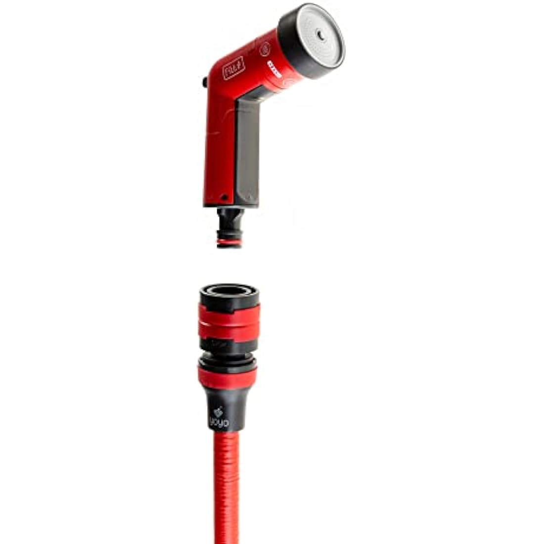 FITT YOYO 30 m, Extendable and Flexible Garden Water Hose Pipe with Multi-Function Spray Gun, Red