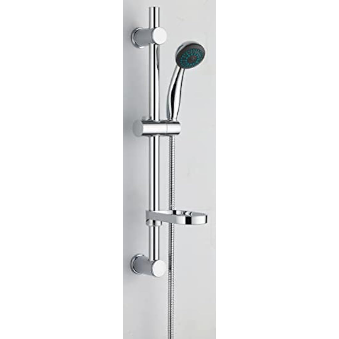 VeeBath Dura Round Shower Riser Rail Kit, Wall Mounted Shower Slide Bar with Soap Dish Bracket Chrome Adjustable Shower Head Holder Bar for Bathroom