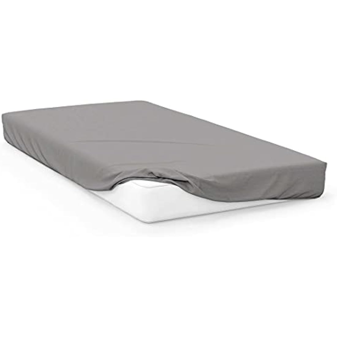 Soleil d'ocre 611825 Fitted Sheet Made of cotton, 190 x 90 CM Grey