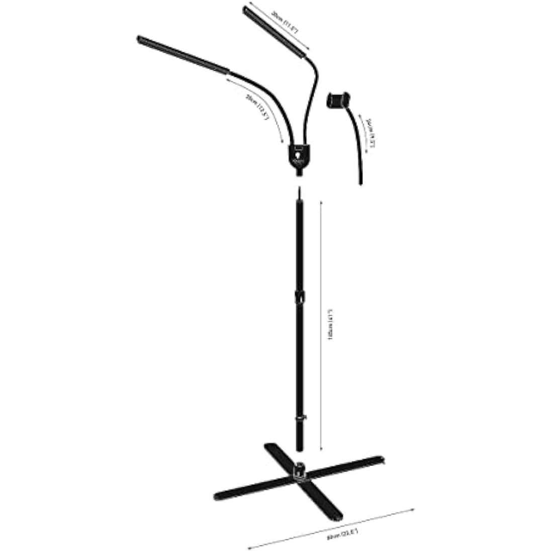 Daylight Company Gemini Floor Lamp, 2 Strobe Lamp, 4 Brightness Levels, Social Media, Nails, Salon, Beauty, Office and Much More - 4,500 LUX - 1,400 Lumen, Silver