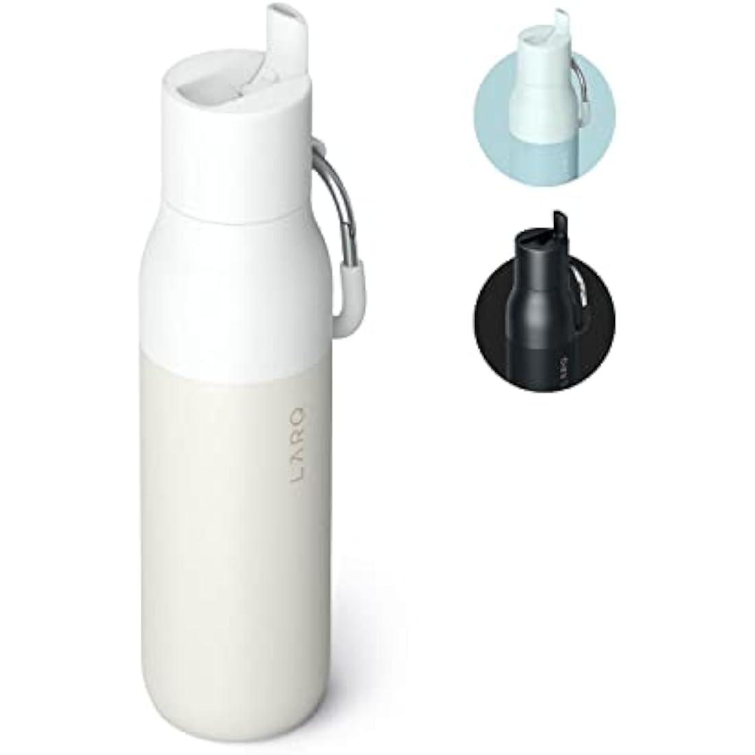 LARQ Bottle Flip Top 17oz - Insulated Stainless Steel Water Bottle with Straw | BPA Free | Reusable Water Bottle for Sports, Gym, and Travel | Keep Drinks Cold, Granite White