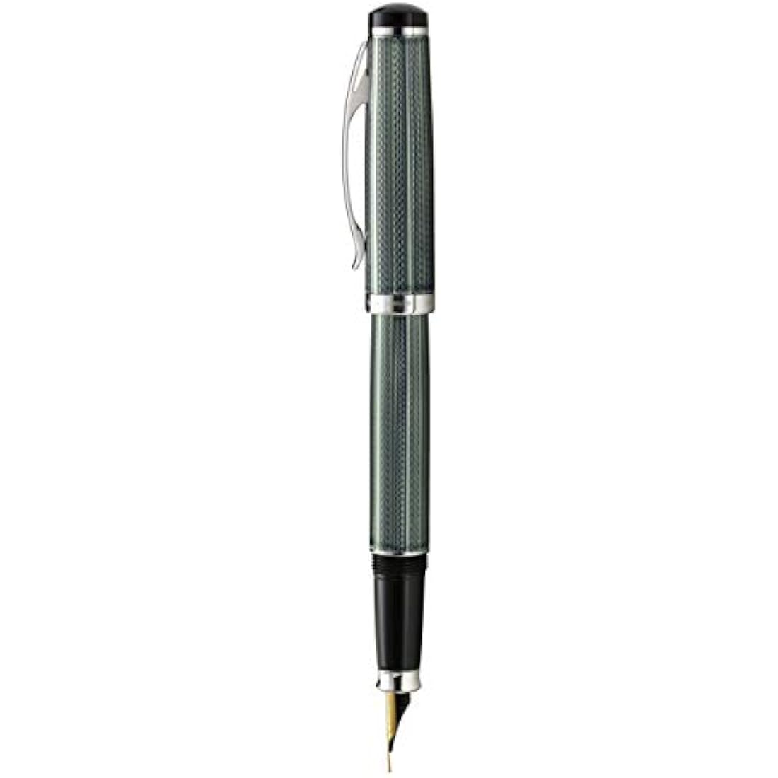 Xezo Incognito Fountain Pen, Fine Nib. Zinc Green Layered Lacquer with Pure Platinum Plating. Handcrafted, Limited Edition, Serialized