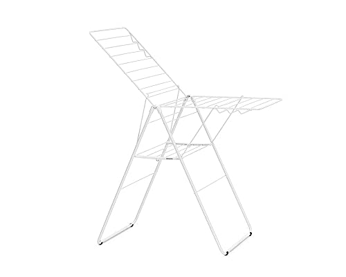 Brabantia HangOn Laundry Drying Rack (20m / Fresh White) Compact, Foldaway, Adjustable Indoor Stainless Steel Clothes Horse
