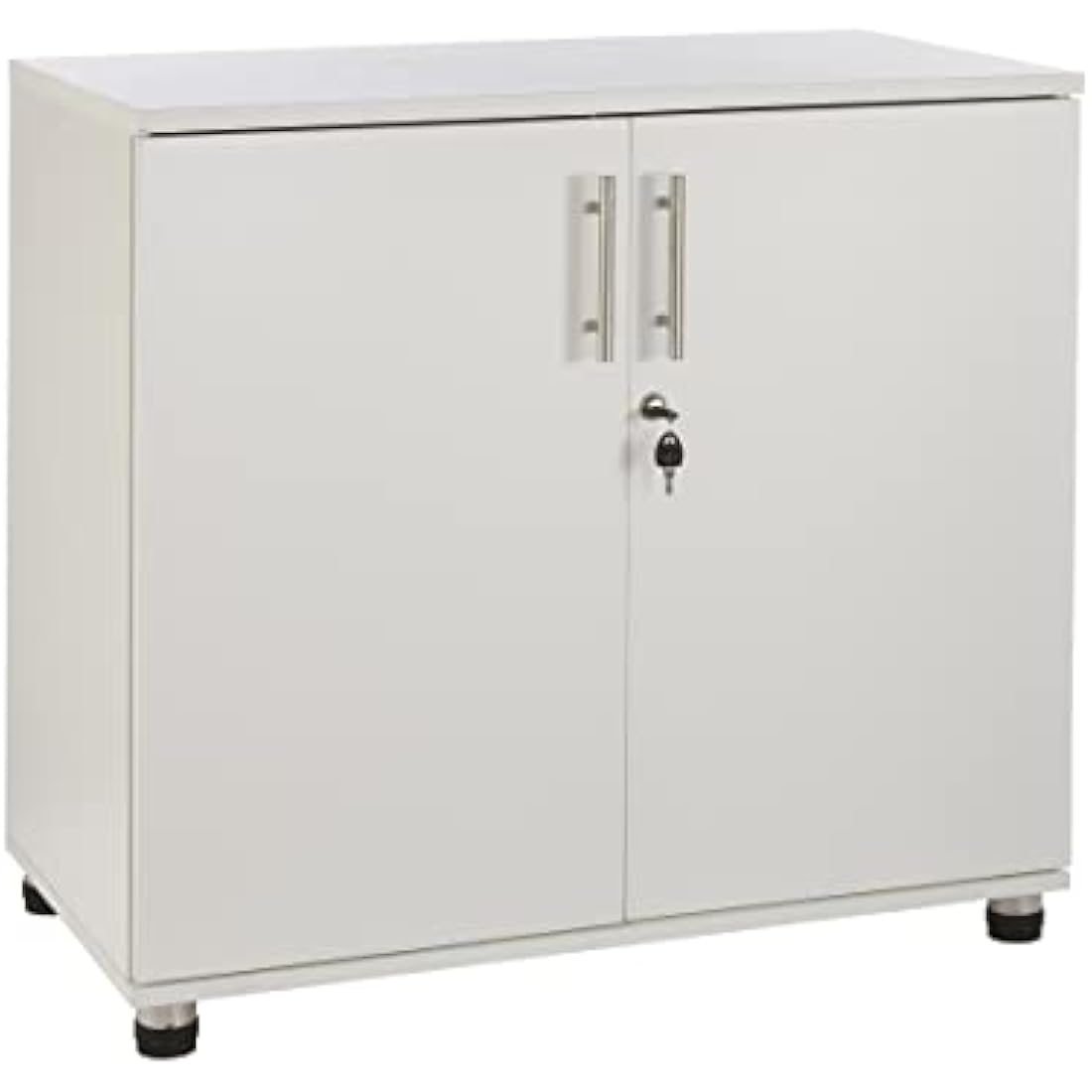 MMT Storage Cupboard, Storage Cabinet, File Cabinet for Office Documents, Garage Tools, Utility, White Wood , Lockable, 31.5" Long