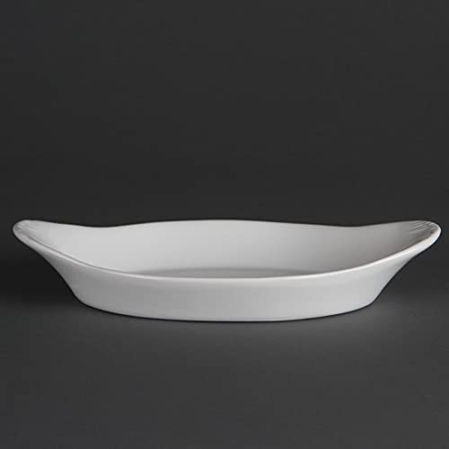 Olympia Whiteware Oval Eared Dishes 229X 127mm Porcelain Serving Plates 6pc
