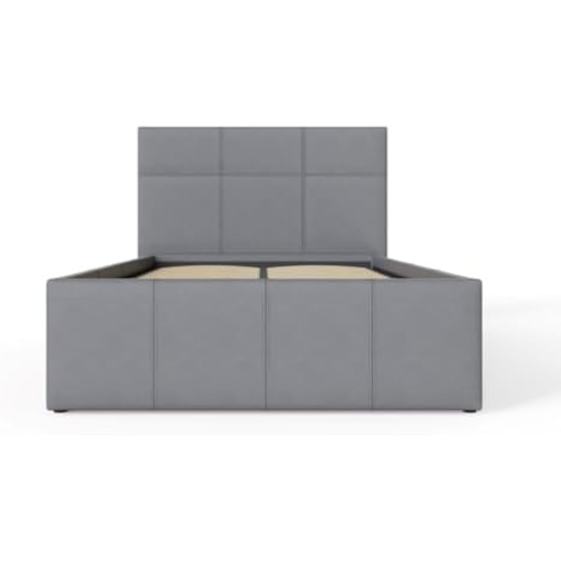 GFW Classic Leather Upholstered Ottoman Storage Bed With Gas Side Lift & Under Bed Storage, Single, Grey