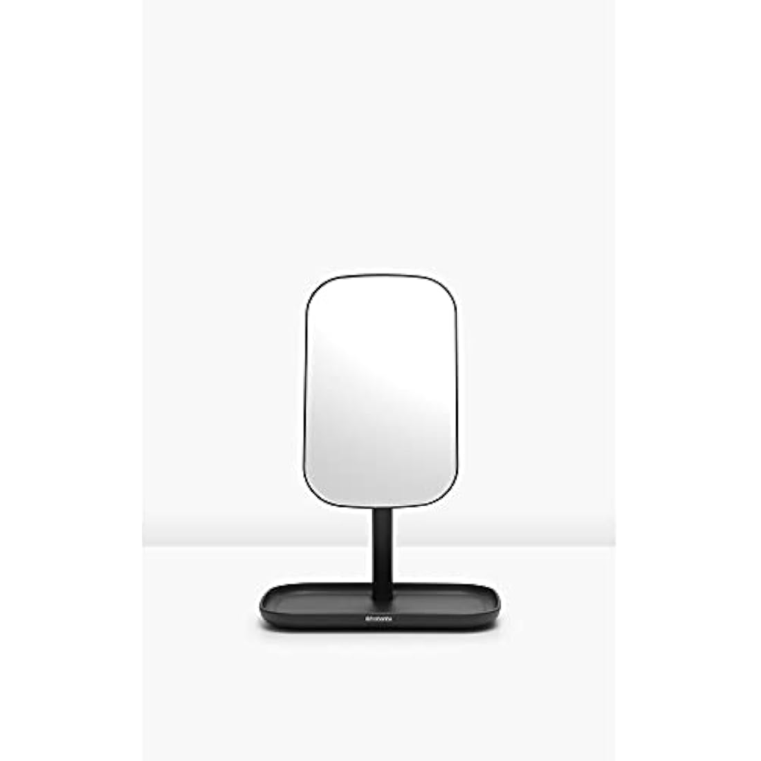 Brabantia ReNew 360° Adjustable Vanity Bathroom Mirror with Stand & Storage Tray (Dark Grey) Non-Slip Tray for Makeup, Jewellery, Shaving Accessories