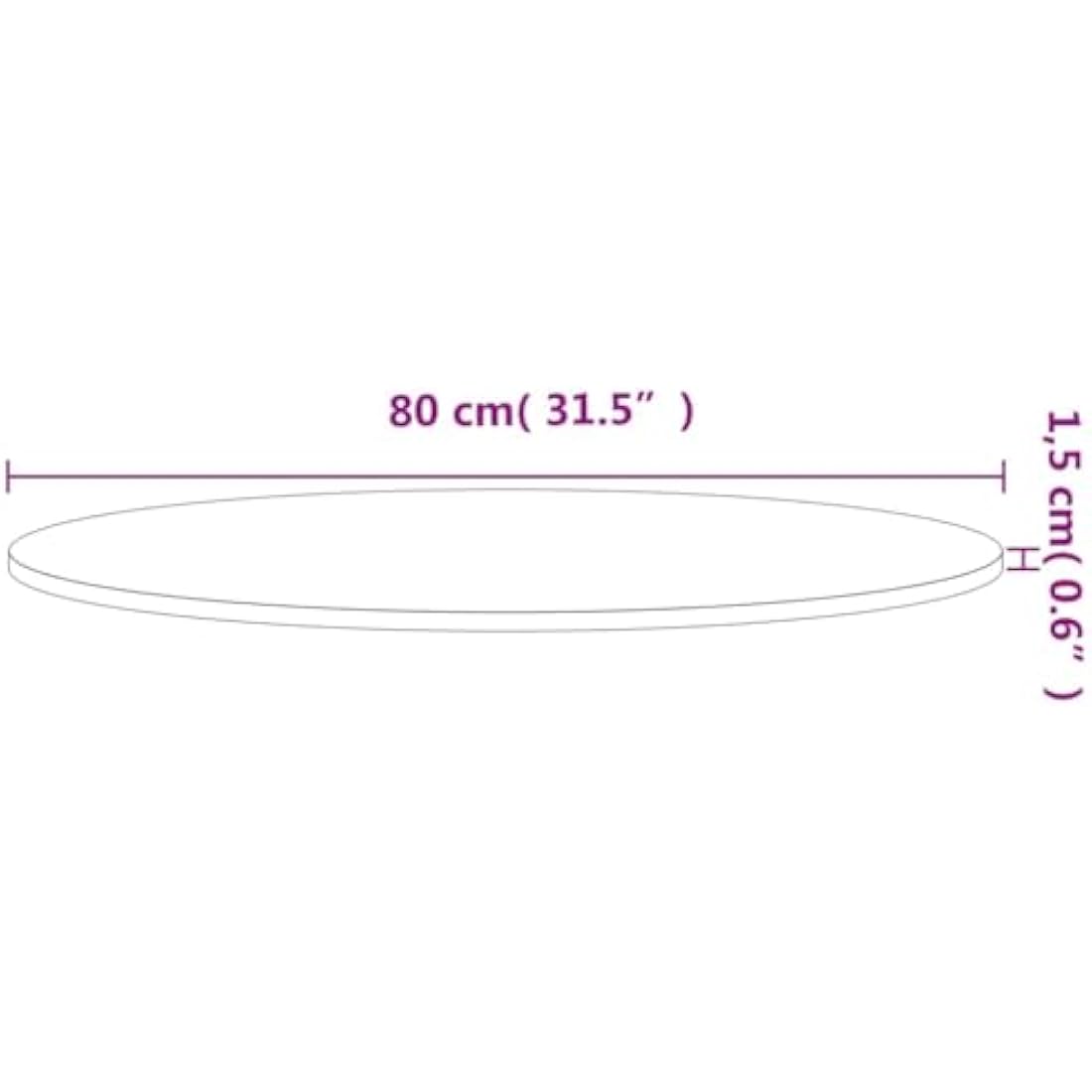 vidaXL Solid Beech Wood Round Table Top - Natural Durable Coffee Table Replacement, Easy to Clean, Unique Grain Pattern, 80cm Diameter.