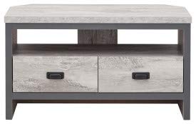 GFW Boston Grey Wood Effect Corner TV Unit with 2 Drawers and Shelf