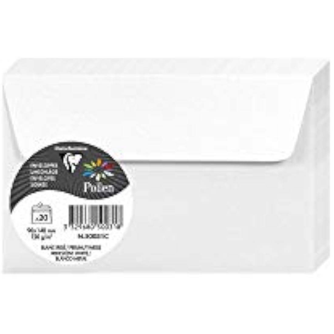 Clairefontaine - Ref 50031C - Pollen Iridescent Adhesive Envelopes (Pack of 20) - 90 x 140mm in Size, 120gsm Paper, Easy-to-Peel Adhesive Strip - White