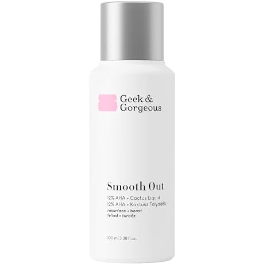 Geek & Gorgeous Smooth Out 12% AHA + Cactus Liquid - liquid exfoliant, gives healthier & younger-looking skin - all skin types, 100ml