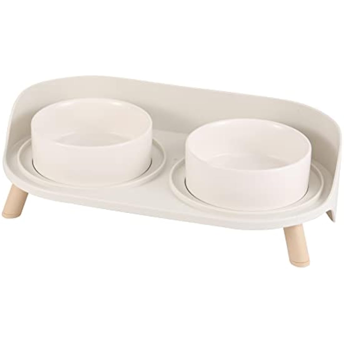 Raised Ceramic Cat Food Bowl Set - Elevated Dog Bowls with Non-Slip Stand - Tall Cat Dishes - 2 x 480 ML - 16.2 OZ