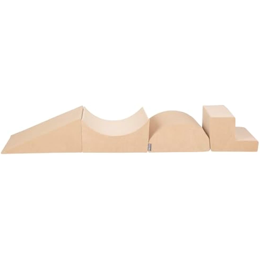 KiddyMoon Foam Playground Velvet For Kids Obstacle Course For Children Montessori Toy For Babies Soft Construction Blocks Element, Wedge/Ramp/Halfshaft/Steps, Sand Beige