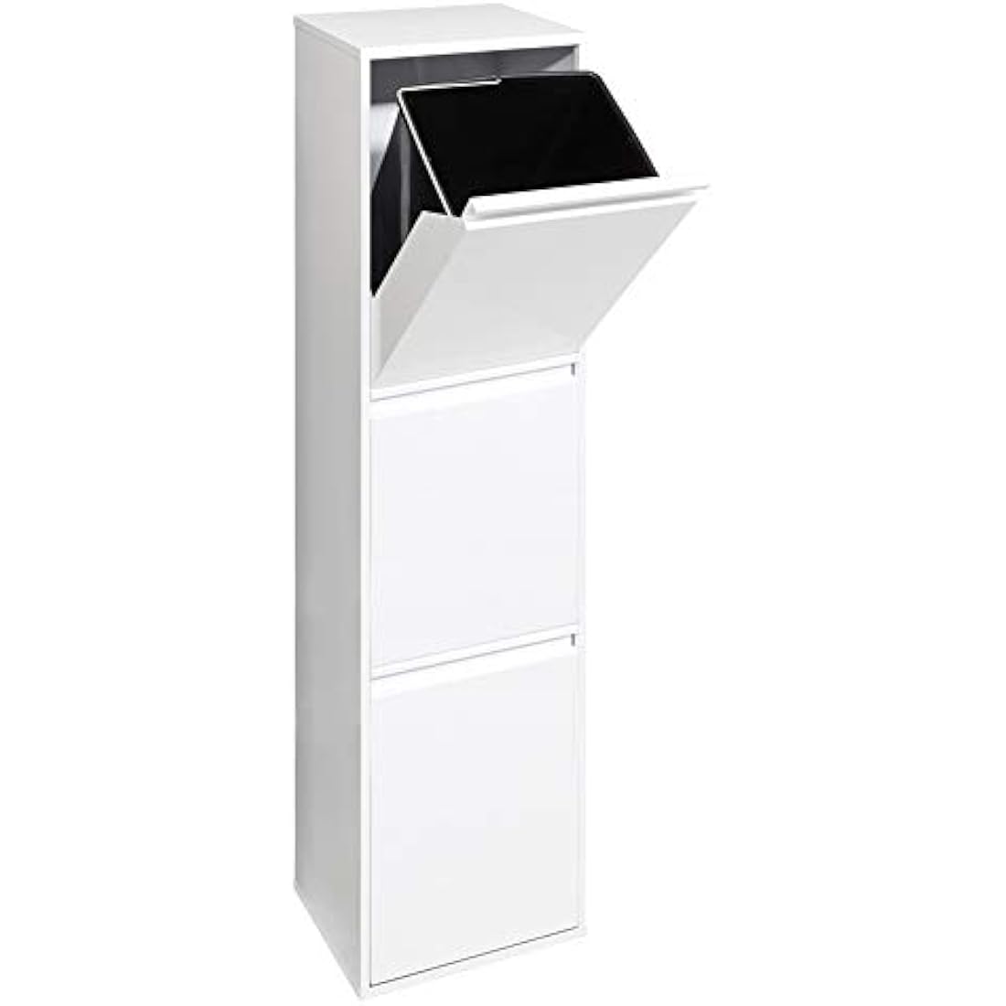 Arregui Basic CR301-B 3-Compartment Steel Trash and Recycling Bin | 3x17L (51L) | Kitchen Trash Bins | Recycling Bins for Home or Office | White
