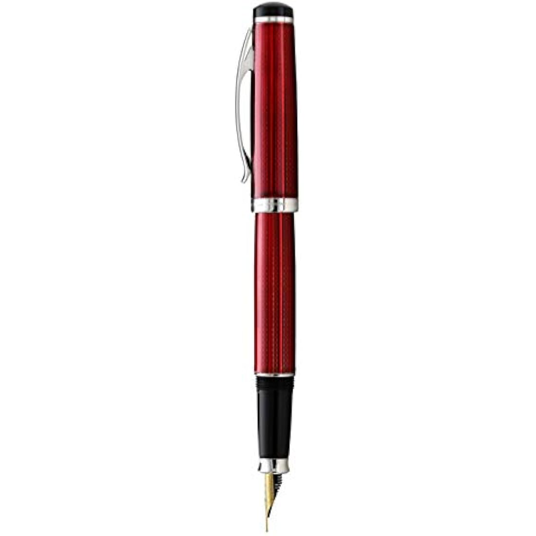 Xezo Incognito Fountain Pen, Medium Nib. Burgundy Red Layered Lacquer with Pure Platinum Plating. Handcrafted and Guilloche Engraved. Limited Edition, Serialized