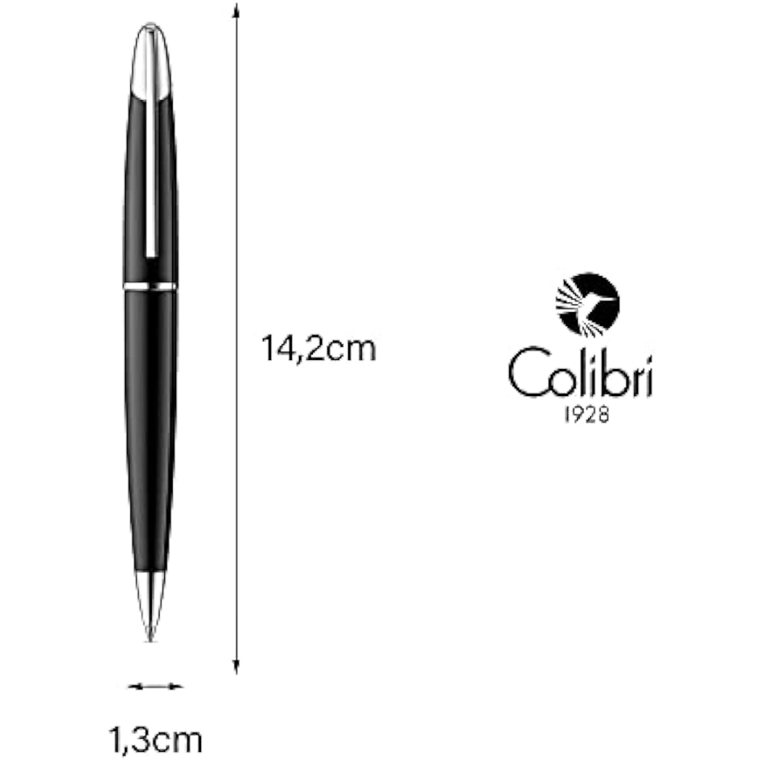 Colibri Equinox Twist Ballpoint Pen-Black Lacquer and Chrome Finish-Luxury Pen-Sleek Branded Spring Clip-Comes In A Nice Gift Box-Gift For Men And Women