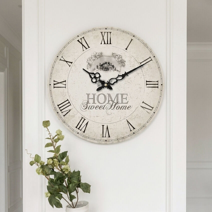 34cm Dia Round Wall Clock | Home Sweet Home