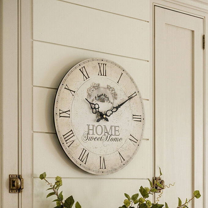 34cm Dia Round Wall Clock | Home Sweet Home
