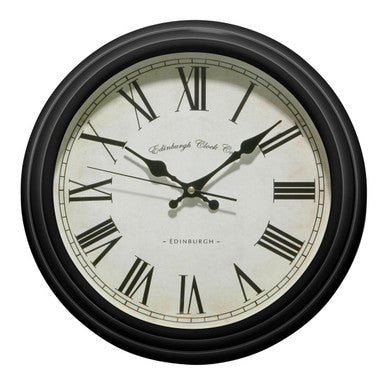36cm Dia Black Lined Rim Wall Clock | Robello