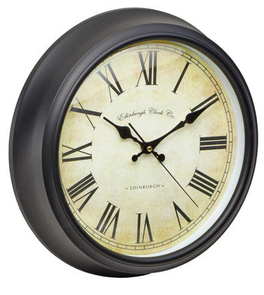 36cm Dia Black Lined Rim Wall Clock | Robello