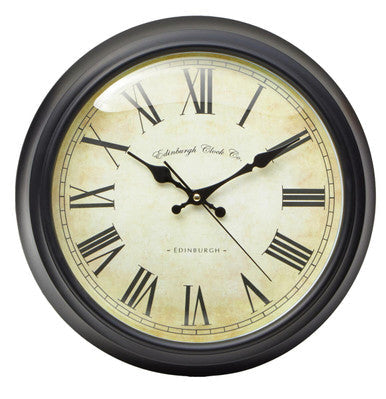 36cm Dia Black Lined Rim Wall Clock | Robello