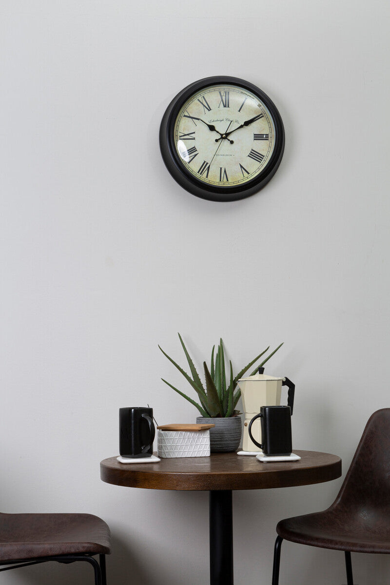 36cm Dia Black Lined Rim Wall Clock | Robello