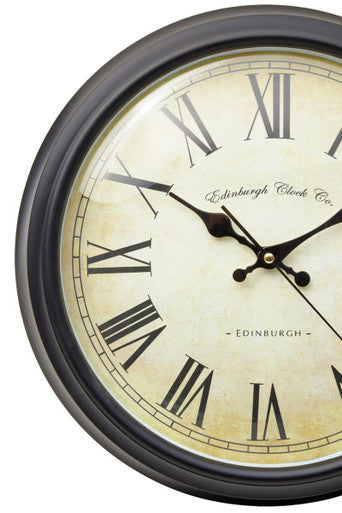 36cm Dia Black Lined Rim Wall Clock | Robello