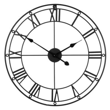 59cm Dia Matt Black Metal Wall Clock | Baywood
