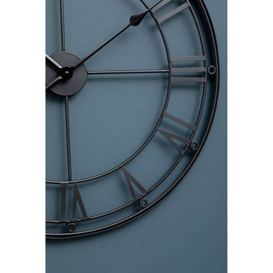 59cm Dia Matt Black Metal Wall Clock | Baywood