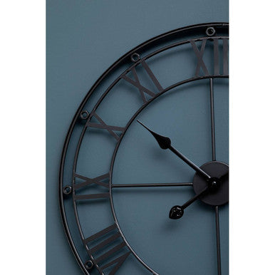 59cm Dia Matt Black Metal Wall Clock | Baywood