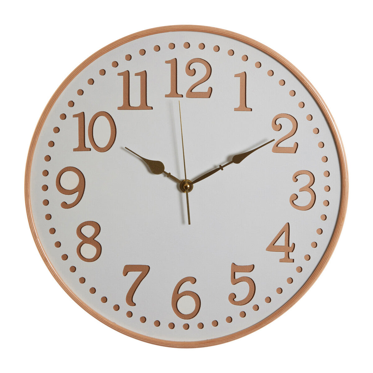 40cm Dia White Wood with Gold Numbers Wall Clock | Vitus