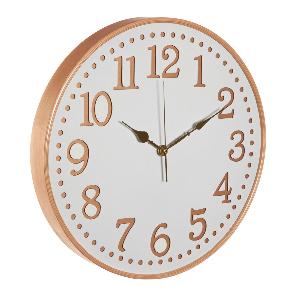 40cm Dia White Wood with Gold Numbers Wall Clock | Vitus
