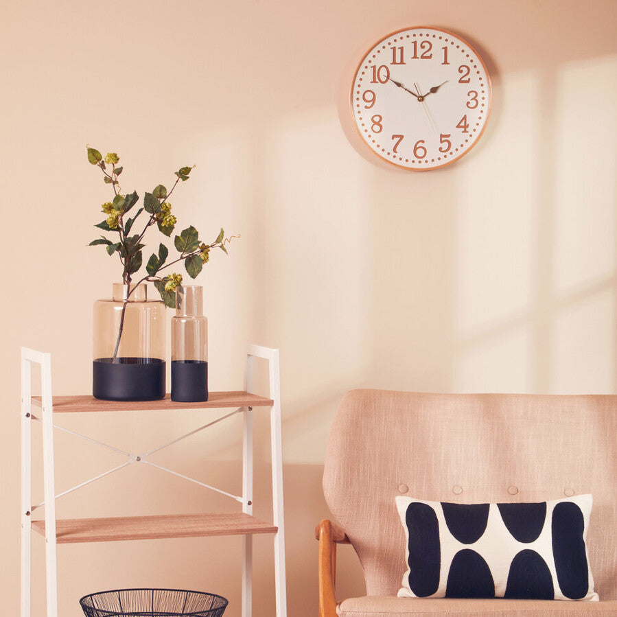 40cm Dia White Wood with Gold Numbers Wall Clock | Vitus