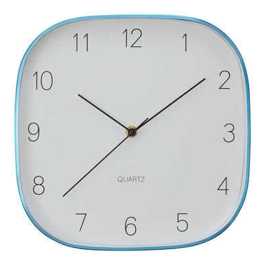 29cm Dia Square Blue Finish Case Wall Clock | Elko