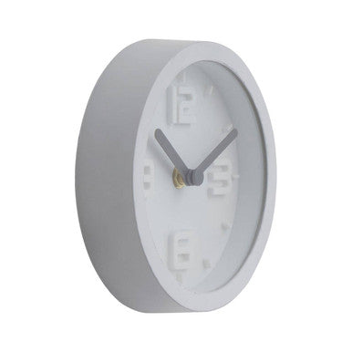 16cm Dia White Finish Embossed Wall Clock | Elko