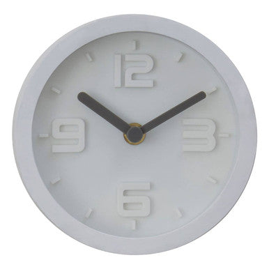 16cm Dia White Finish Embossed Wall Clock | Elko