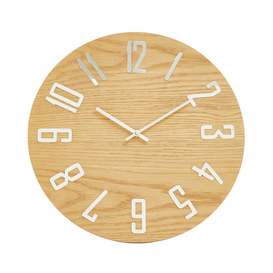 40cm Dia Natural Wood Effect Wall Clock | Vitus