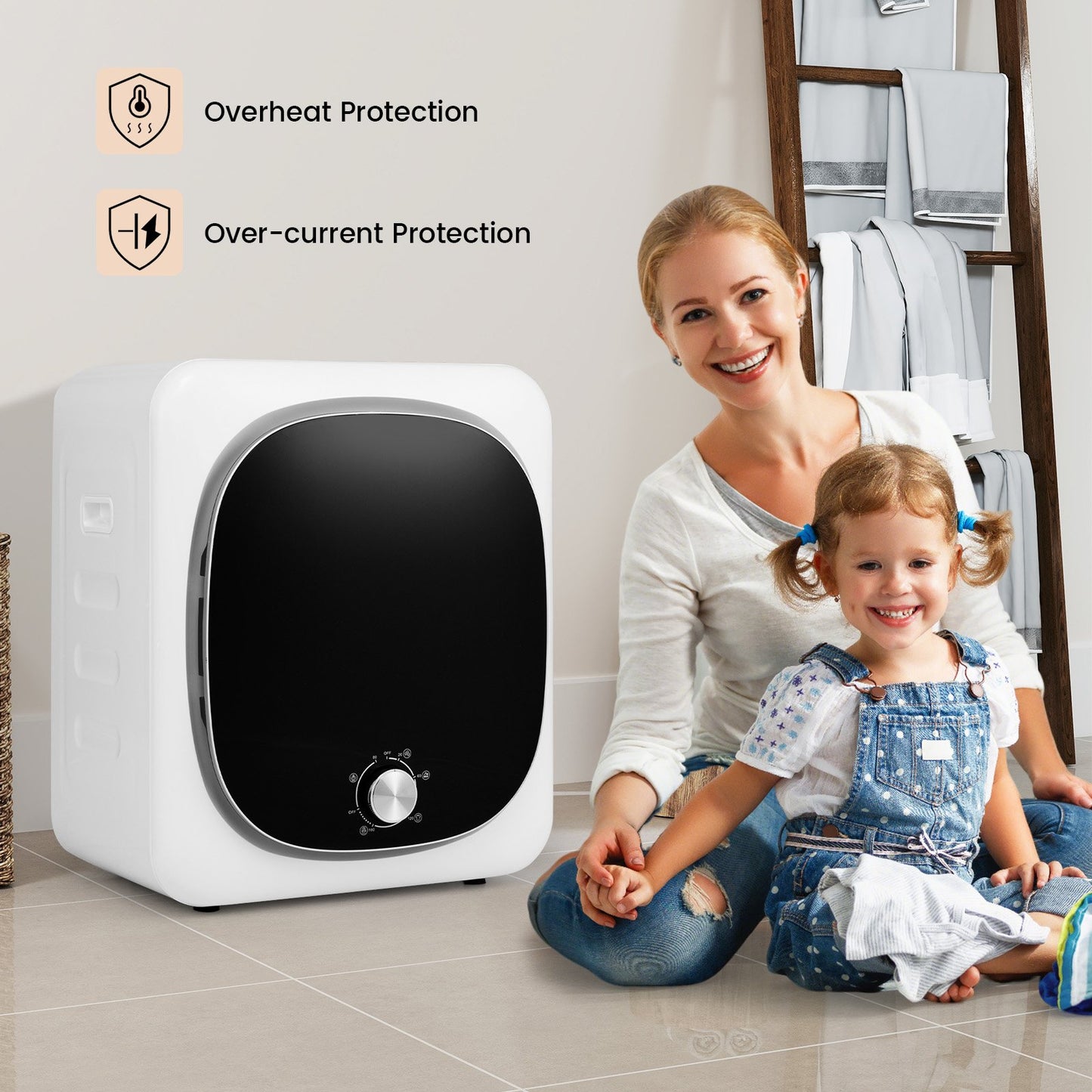 220-240V Portable Clothes Dryer 800W Compact Laundry Dryer