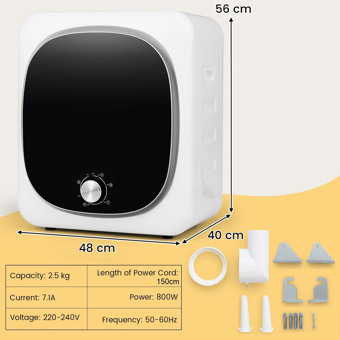 220-240V Portable Clothes Dryer 800W Compact Laundry Dryer