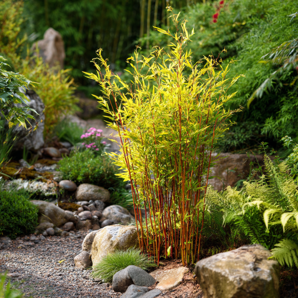 Chinese fountain bamboo - 4 pcs. - Fargesia 'Red Dragon' - H50-70cm - ⌀17cm
