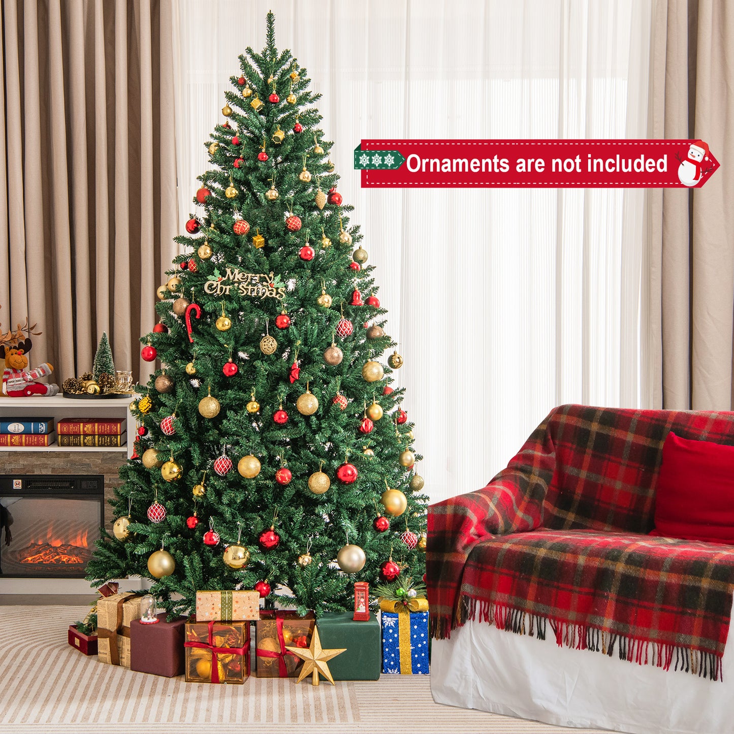 180/225cm Artificial Christmas Tree with PVC Branch Tips-6 ft
