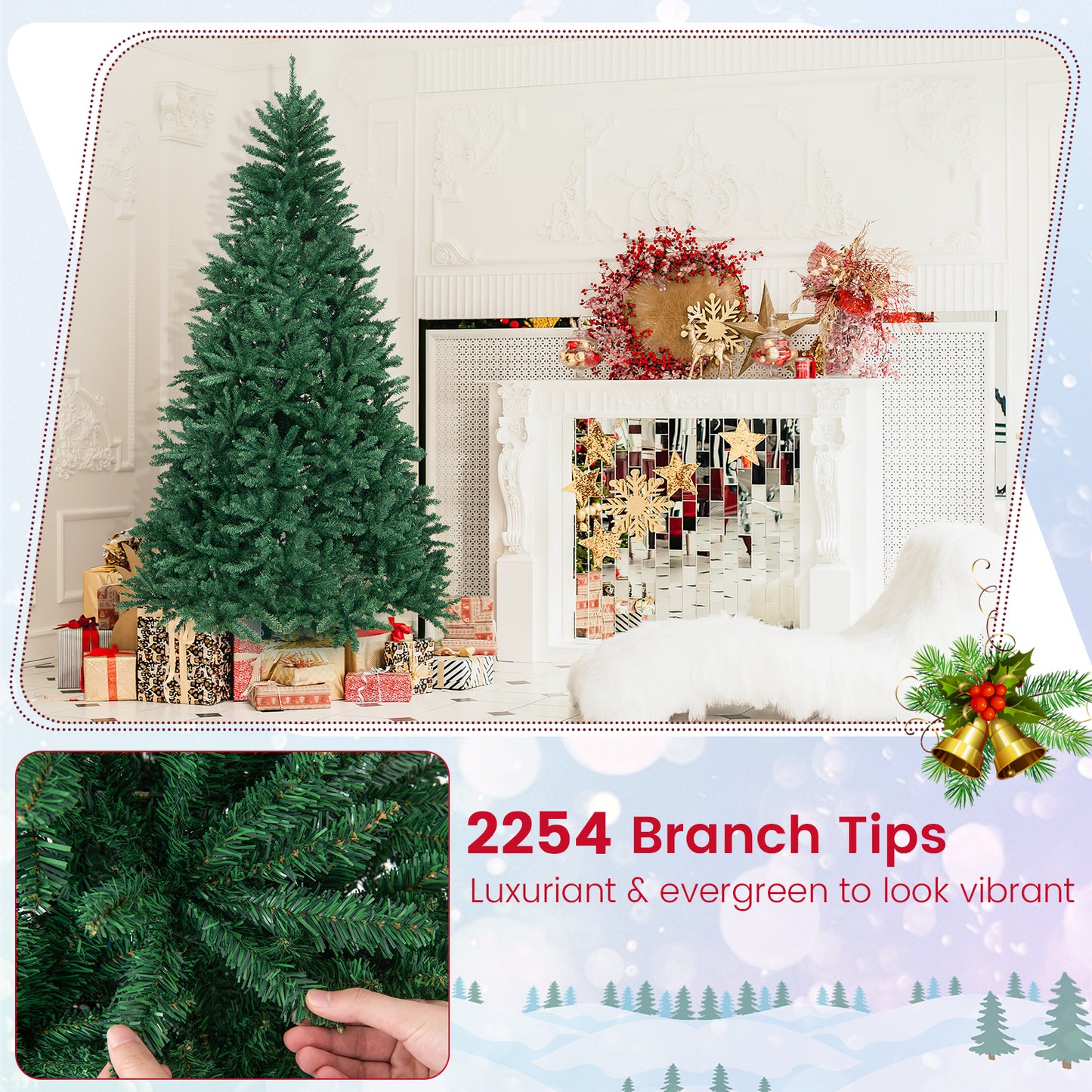 180/225cm Artificial Christmas Tree with PVC Branch Tips-6 ft