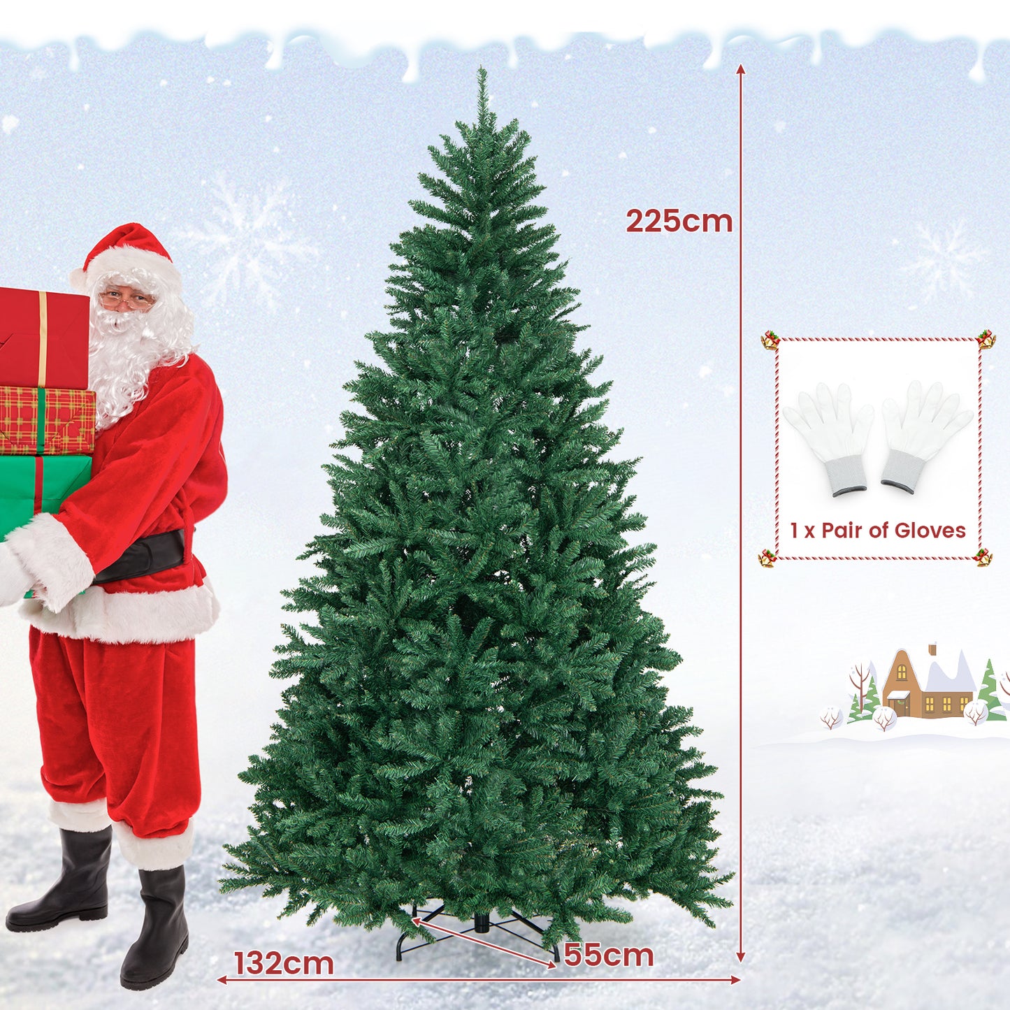 180/225cm Artificial Christmas Tree with PVC Branch Tips-6 ft